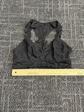 Felina Black Lace Racerback Bralette Women’s Wireless Floral Size Medium